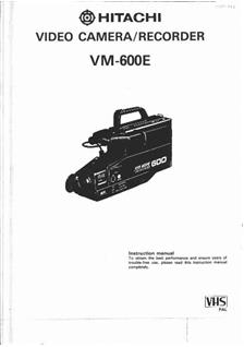 Hitachi VM 600 E manual. Camera Instructions.